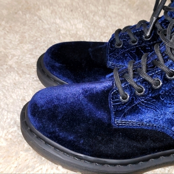 Dr. Martens Blue Velvet Boots - Picture 6 of 14